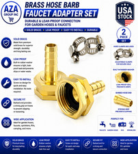 3/8" Barb X 3/4" GHT Female Garden Hose Swivel Adapter Heavy Duty Brass Hose Con