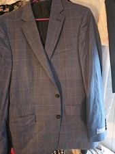 Hart Schaffner Marx Mens Sport Coat Two Button Dark Gray Wool  Check Plaid 46r