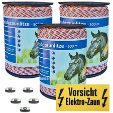 1500 Meter Weidezaunlitze 5 Niro +1 Kupferleiter 5 Verbinder+1Warnschild
