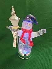 Vintage Snowman Snow Globe Acrylic Christmas Glitter Light Up Decoration