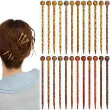 24 Pcs Boho Vintage Wood Hair Sticks Japanese Chinese Hairpin Retro Hair Chopsti