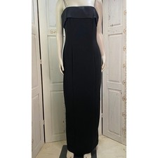 90s Vintage Alex Evenings Black Spaghetti Strap Sheath Maxi Dress Sz8 Minimalist