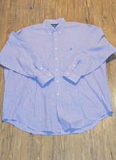 Ralph Lauren Mens Yarmouth Button Up Shirt 17.5 35 Purple Plaid Preppy Pony B13