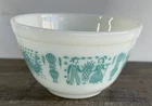 PYREX TURQUOISE AMISH BUTTERPRINT BOWL # 403  2 1/2 QT, Excellent Condition!