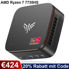 NIPOGI H1 4K Mini PC AMD Ryzen 7 7735HS 24GB LPDDR5 1TB SSD BT WiFi6 Win11 Pro