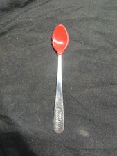 Gerber Baby Spoon - Vintage Red Soft tipped Spoon Stainless Steel Made In USA