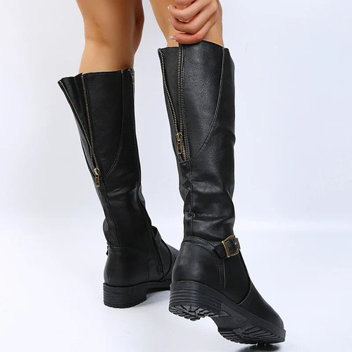 Vintage Brown Women Knee High Boots Big Size Low Heels Platform Long Boots - Picture 23 of 27
