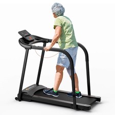 2.5 HP Walking Treadmill w/ Long Handrails for Seniors Pulse Sensors LED Display