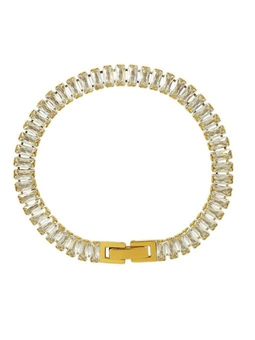 Bracelet maille tennis et zircones en acier - Photo 1/2