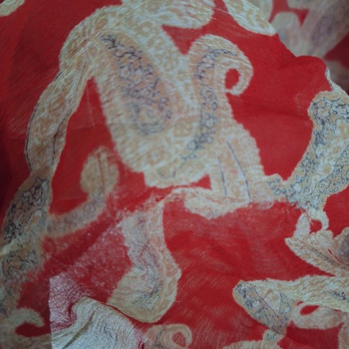 🪡 RTR 🌎 Talla 2 The Kooples Mujer Jupe Falda Roja Cachemira Transparente - Imagen 5 de 7