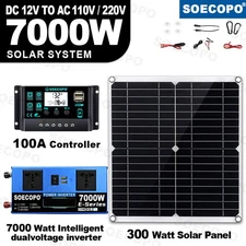 7000W Complete Solar Panel Kits Solar Power Generator 100A Home 110V/220V SystXr