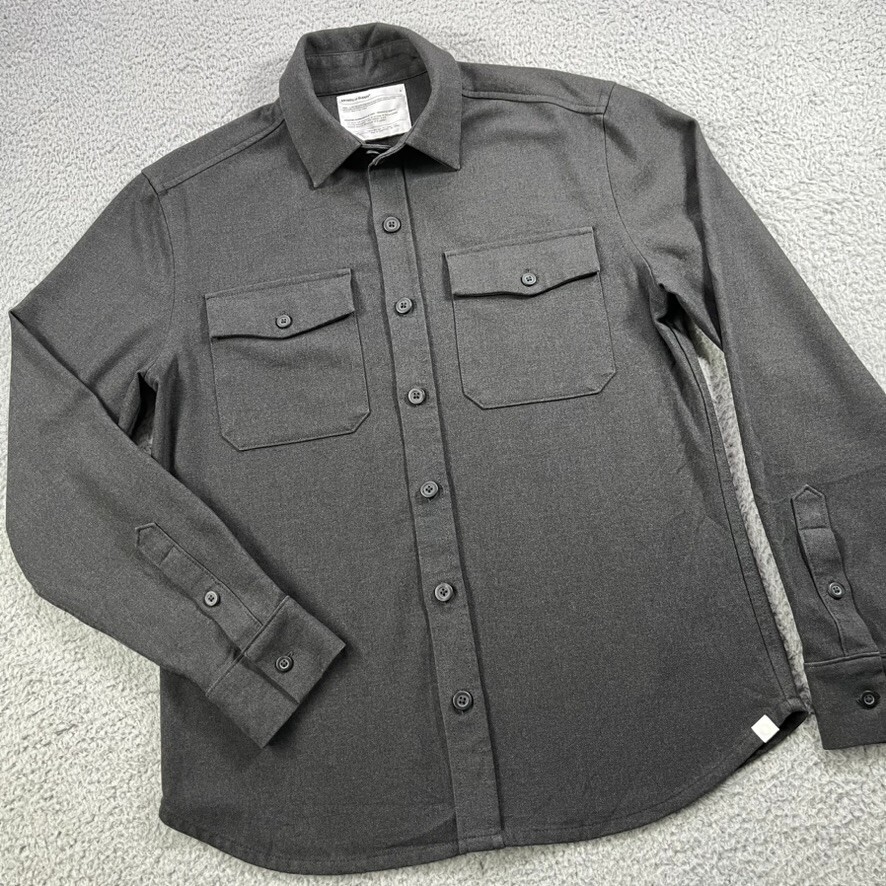 Ministry of Supply Mens Fusion Overshirt Small Gray Stretch with Chest Pockets