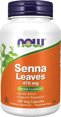 NOW FOODS, SENNA LEAVES Sanfte Aktion 470mg 100 Veg. Kapseln SUPER PREIS