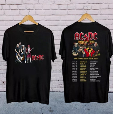 ACDC Band Tour 2025 Shirt, Rock Band ACDC Pwr Up Concert T-Shirt