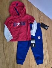 NWT Converse All Star Lightweight Hoodie  Jogger Set SZ 18 Months Red Wht Blue