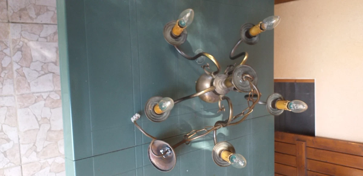 Lustre En étain Artisanal – Style Arts & Crafts – Finition Argent Mat – Occasion