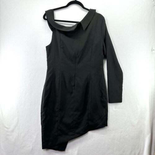 Lavish Alice Black Tuxedo Party Dress Asymmetrical Hem One Long Sleeve Size 10 - Imagen 12 de 15