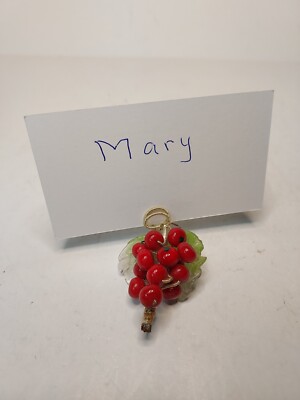 Set of 6 Exquisite Antique Red Current Berry Dining Table Name Card Holders