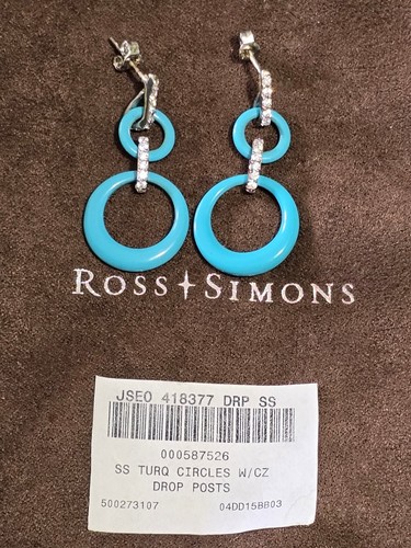$279 Ross Simons Sterling Silver Sleeping beauty turquoise Dangle Drop earrings - Picture 2 of 12