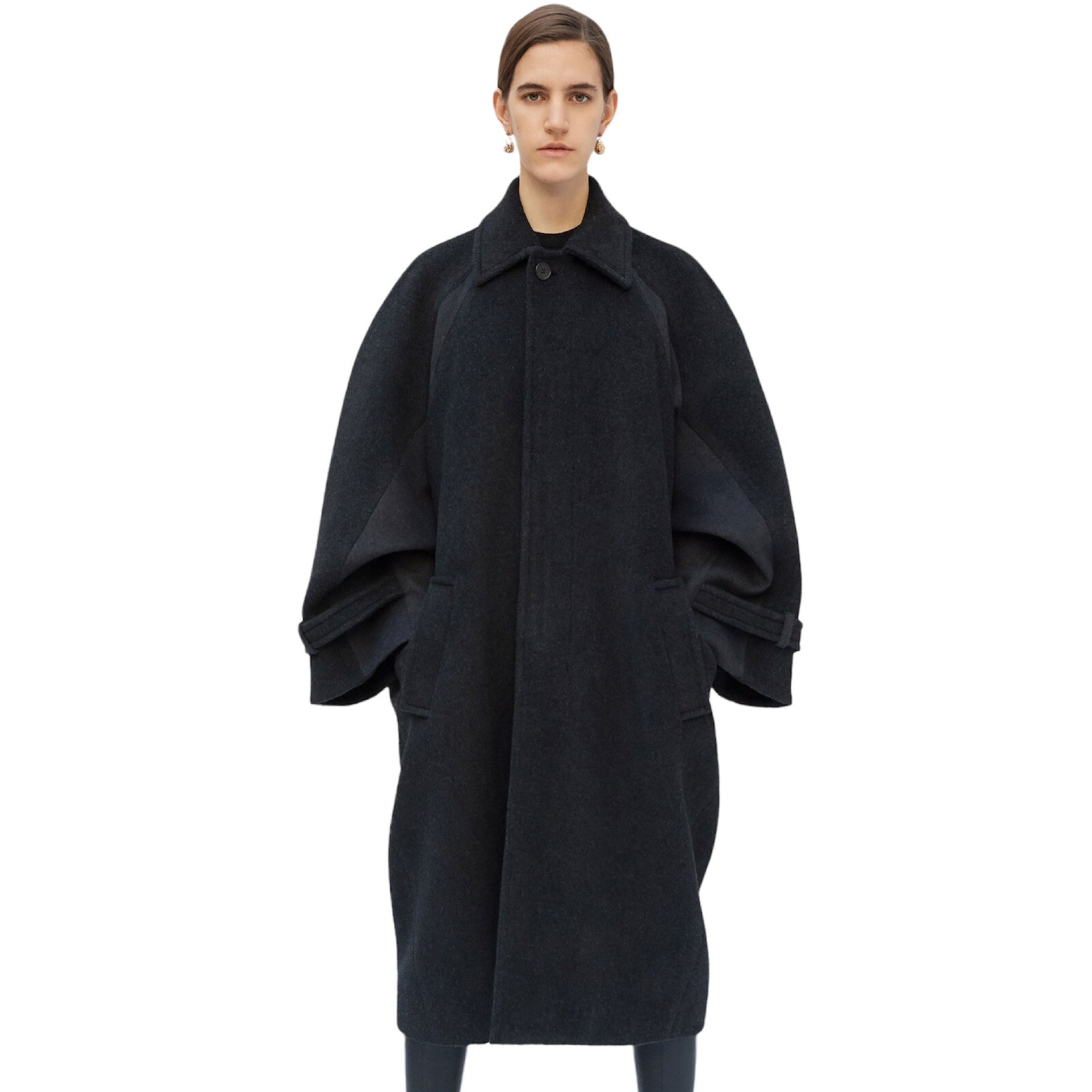 CELINE DARK GRAY WOOL & CASHMERE OVERSIZED COCOON COAT SIZE 38 PHOEBE PHILO
