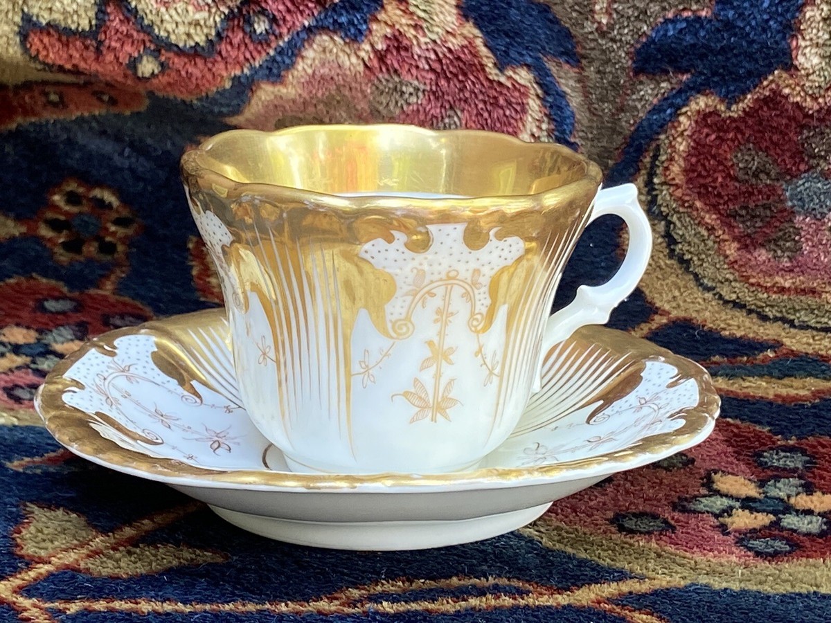 Antique KPM porcelain Cup & Saucer heavy gold Keisler | eBay