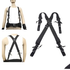 Tactical X-Back Suspenders Duty Belt Harness Strap Support Black Sling Adapter