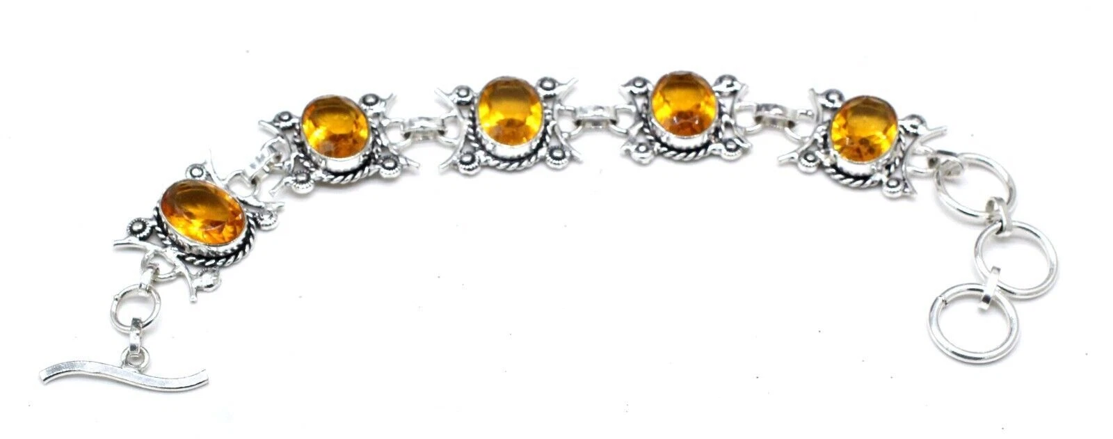 VALENTINO Bracciale gioielli fatti a mano argento sterling 925 granato hessonite misura 7 8