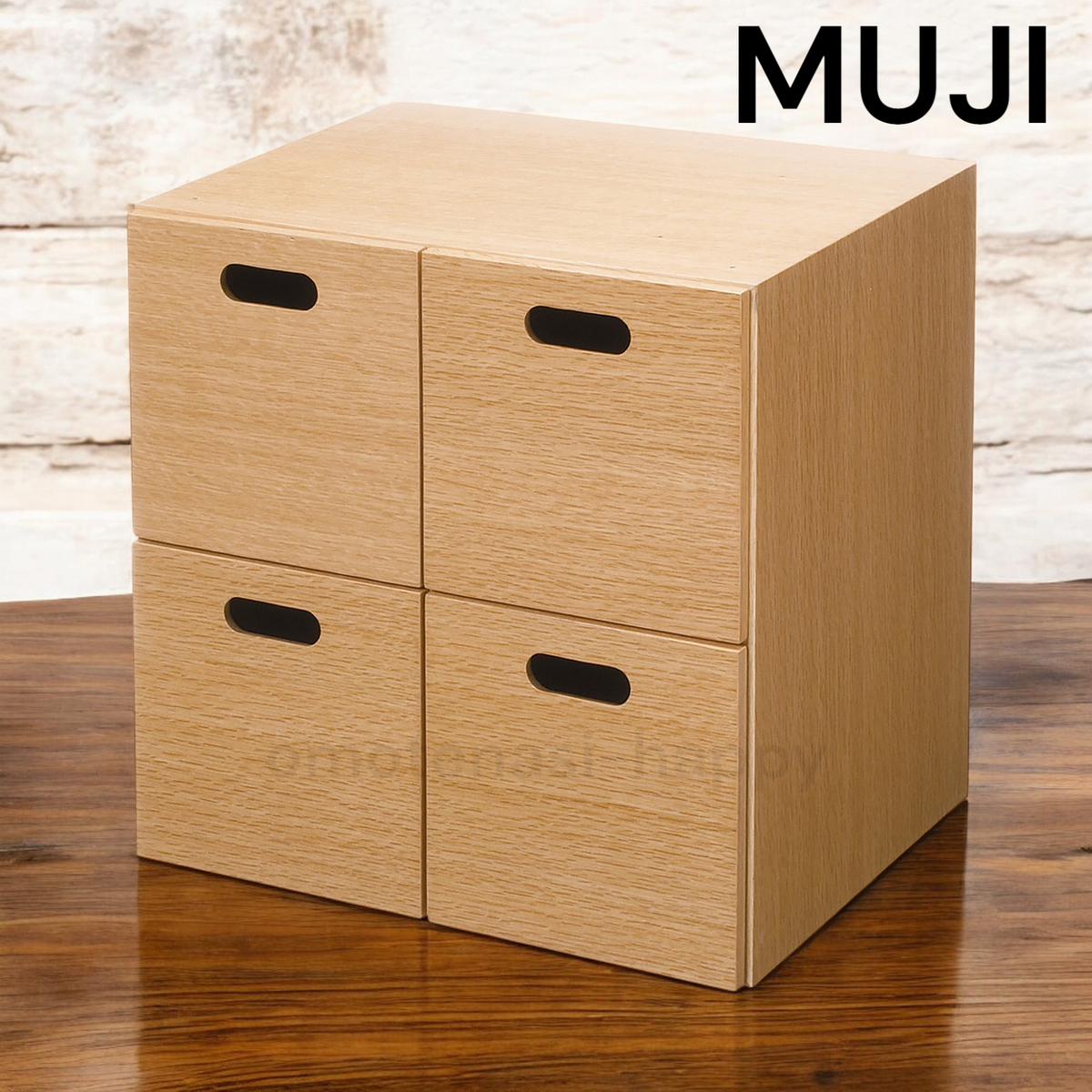 MUJI STACKABLE WOOD CHEST SQUARE DRAWERS OAK 14 x 14 x 11 in