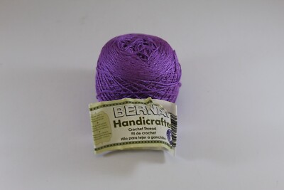 Bernat Handicrafter Crochet Thread Size 5 Vivid Violet One Rewound Ball Purple