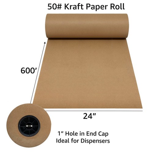 UOFFICE Kraftpapier Rolle 600'x24" 50lb Stärke Braun Versandpapier - Bild 3 von 7