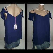 CANDIES MEDIEVAL MIDNIGHT DK BLUE SHOULDER CUFF XS EXTRA SMALL WOMENS TANK SHIRT