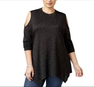 black sparkly cold shoulder top