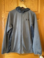 G87 Under Armour Fleece Gray Storm Jacket Full Zip Hoodie Mens Medium