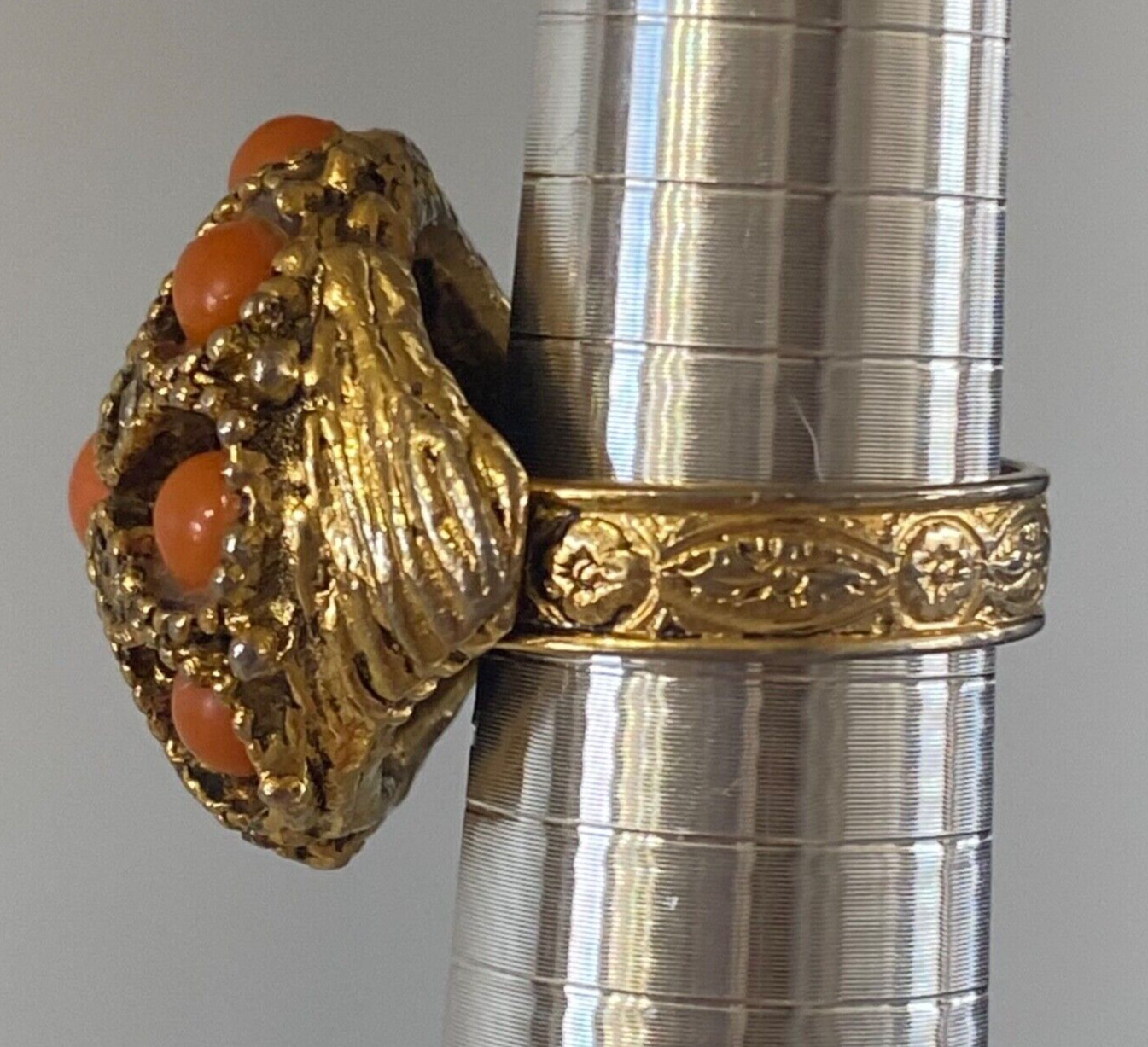 Vintage Statement Adjustable Large Orange Faux Co… - image 5