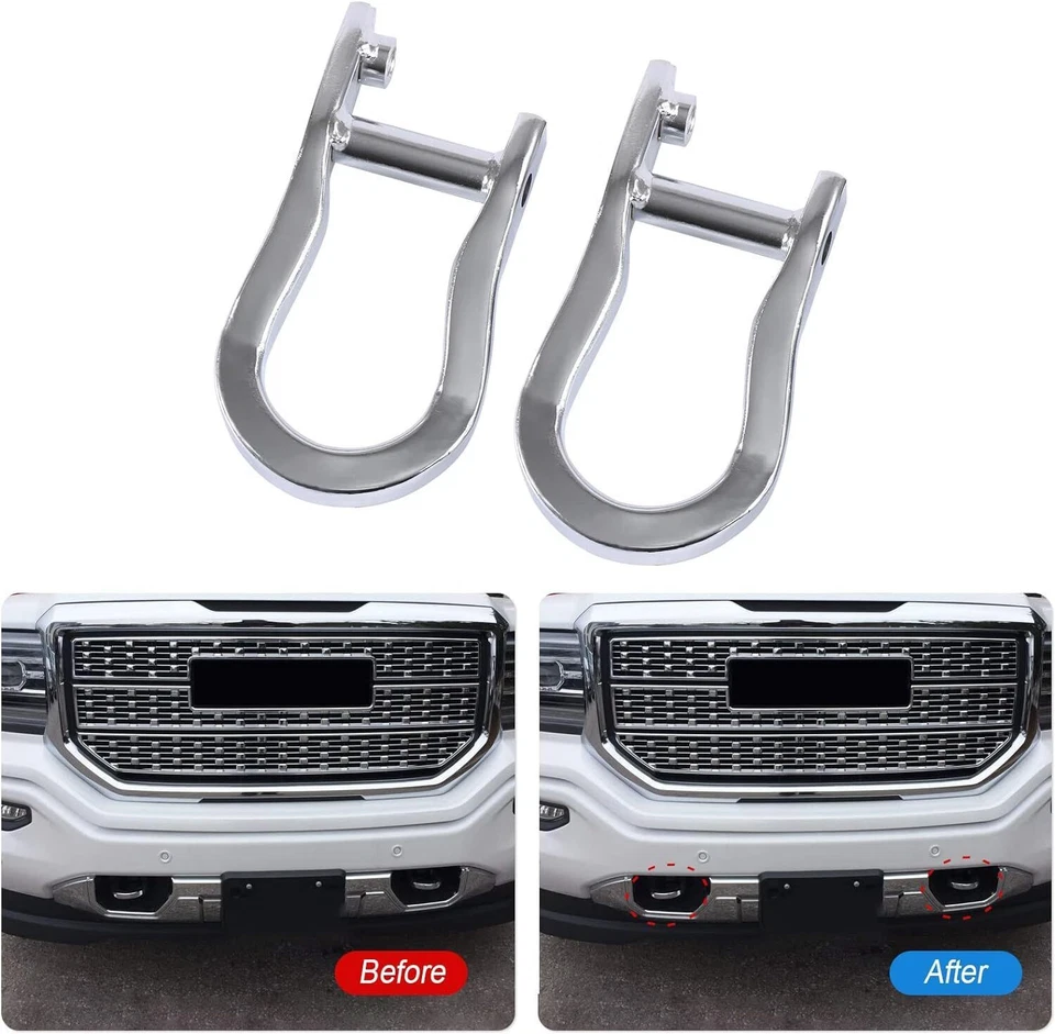 1Set Chrome Tow Hooks 84072462 for Chevrolet GMC Silverado Sierra 1500 2007-2019 - Imagem 4 de 4
