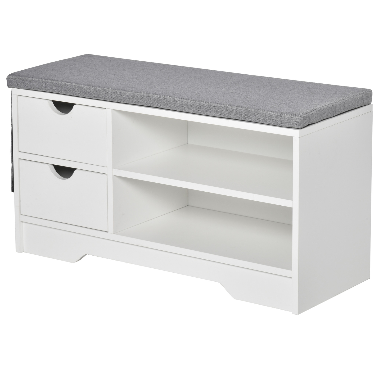 HOMCOM Panca Scarpiera da Ingresso Legno Salvaspazio Bianco 80.5x30.5x43.5cm