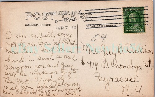 Postal de Poughkeepsie NY - Edificio principal en Vassar College - RPPC Fay - Imagen 2 de 2