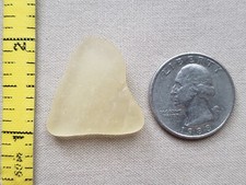 GENUINE BEACH SEA GLASS SURF TUMBLED SUNSHINE LT YELLOW FROSTED PENDANT RARE V1