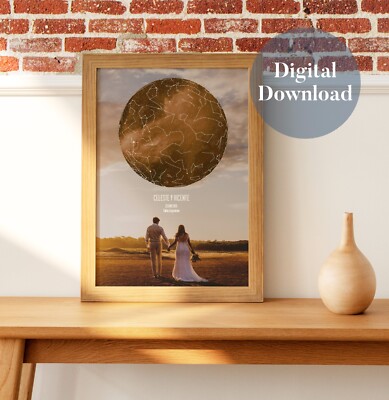 Custom Star Map Sky Digital Download Printable Original Gift Wedding Anniversary