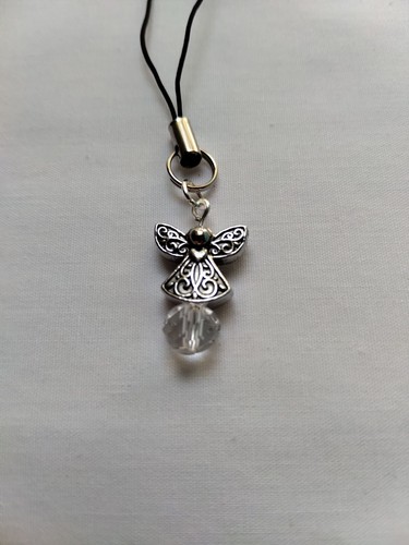 Angel Crystal Bead Cell Phone Charm Strap Dangle Mirror Hanging Pendant Decor - Zdjęcie 4 z 5
