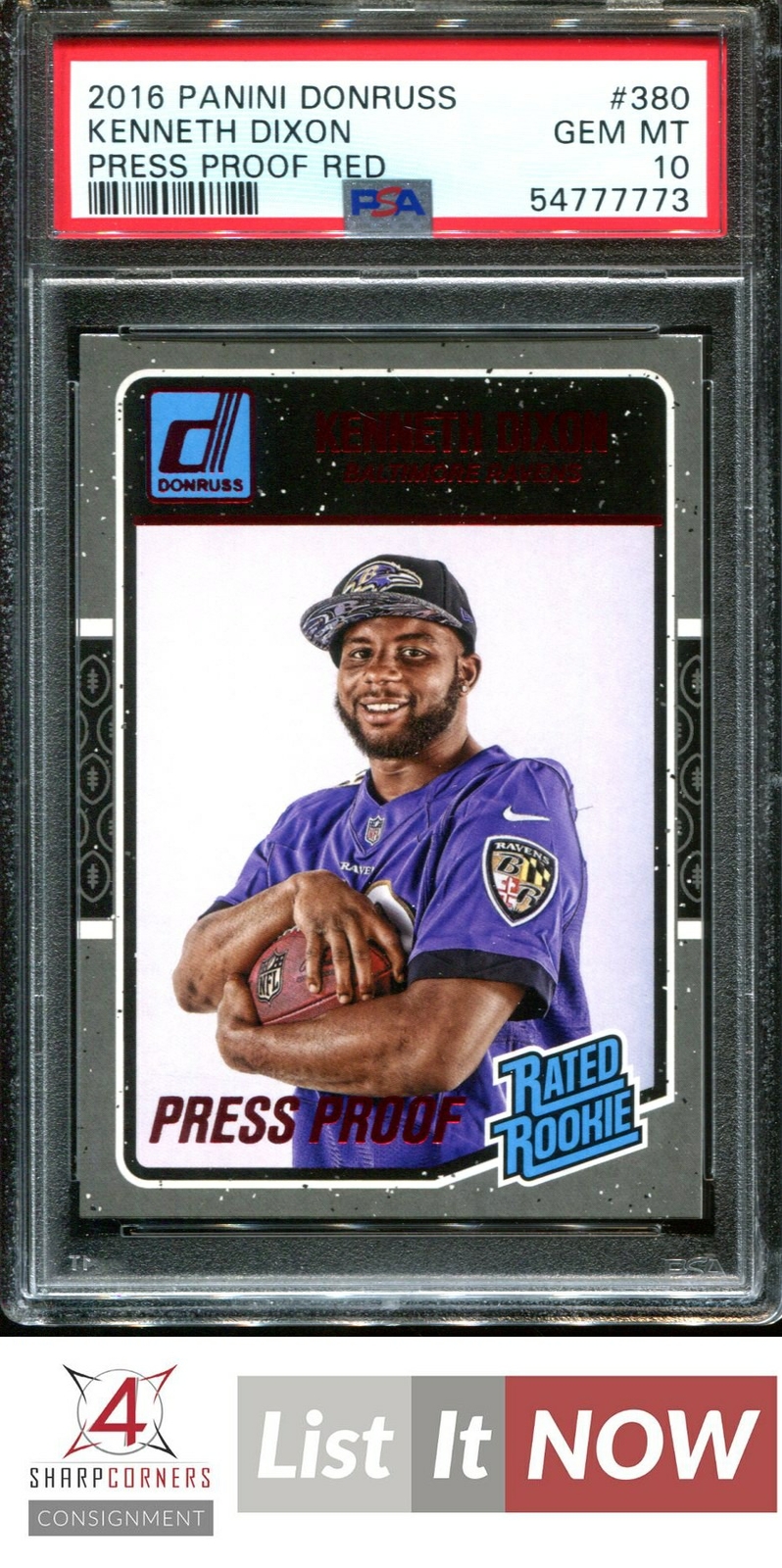 Kenneth Dixon Panini Donruss #380 Press Proof Red