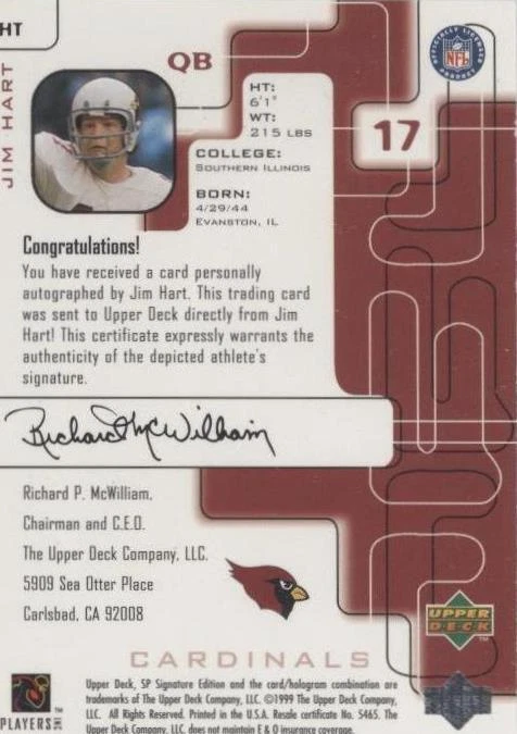 1999 SP Signature Edition Jim Hart #HT