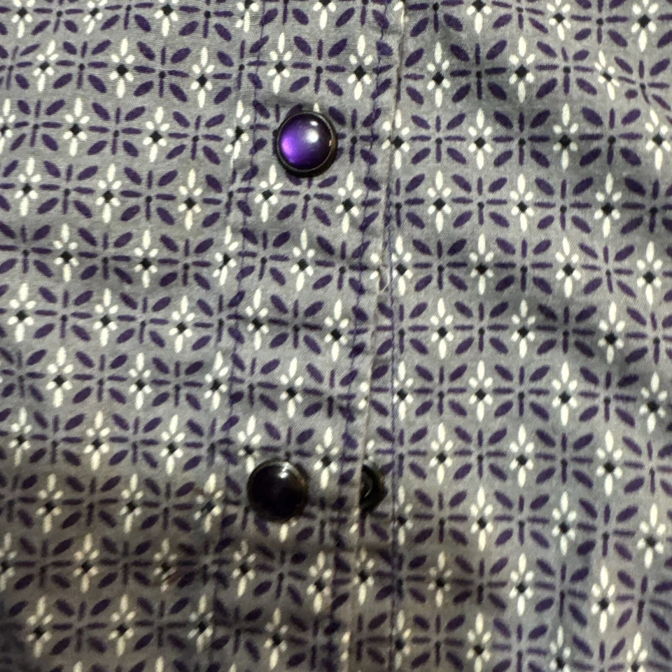 Camisa Cinch Youth Boys Roxa Botão para Cima Western Rodeio Geométrica Tamanho G/12 - Imagem 3 de 4