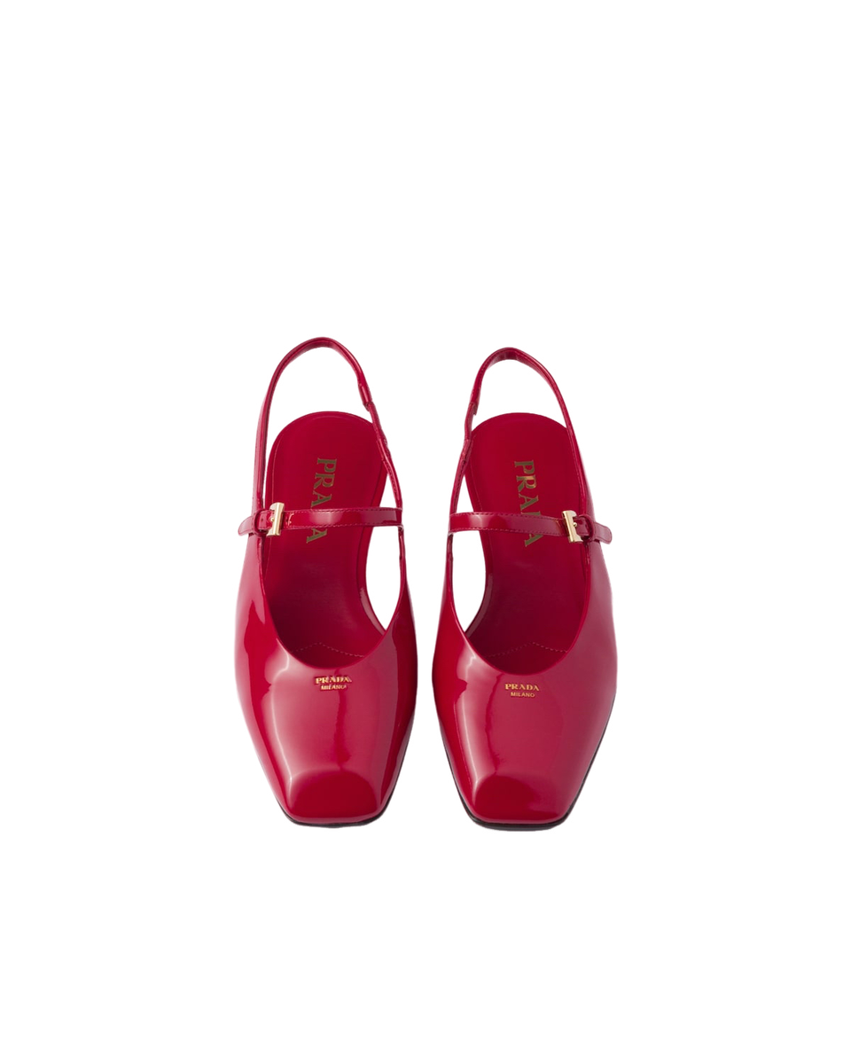 PRADA $1120 Cherry Red Patent Leather Slingback Ballerinas PRADA $1120 Cherry Red Patent Leather Slingback Ballerinas