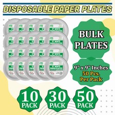 White Disposable Paper Party Plates - 9 inch (23 cm) - Wholesale Bulk Lot Buy