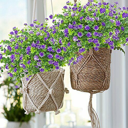 4 Bundles Artificial Flowers Fake Outdoor UV Resistant Plant Faux