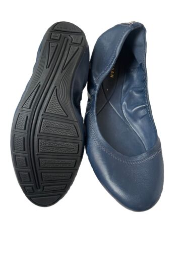 COLE HAAN Blue Leather Ballet Flats Comfort Round Toe Size 7 EUC - Picture 2 of 4