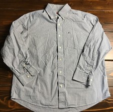 IZOD Shirt, Men's Size XL, White Blue, Check, Button Down, Long Sleeve