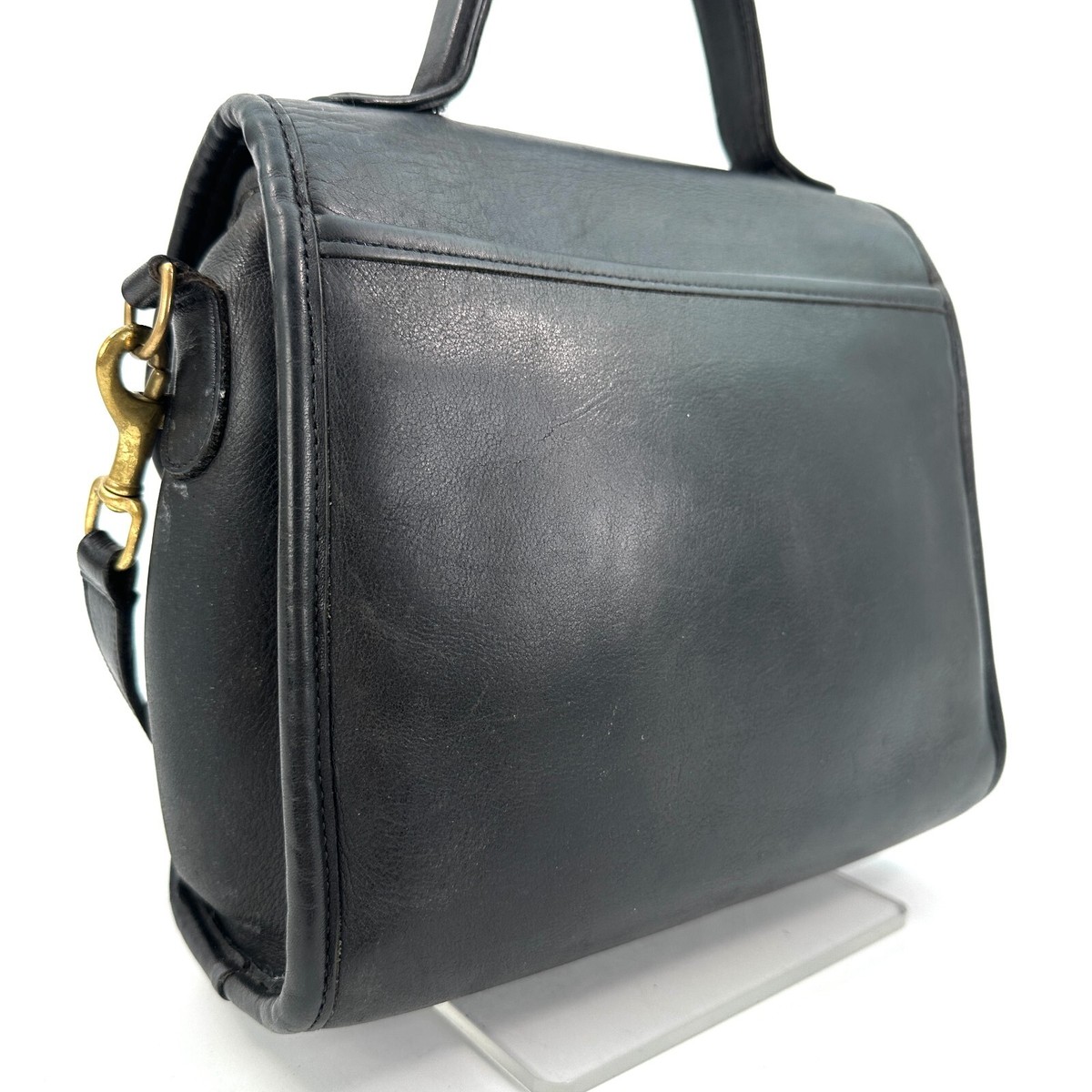Vintage COACH 9977 MANOR Black Top Handle SATCHEL BAG Turn Lock 