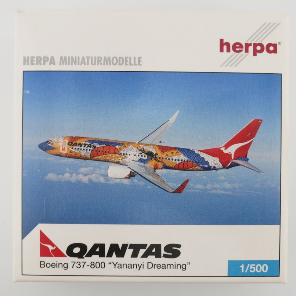 ヘルパ 1/200 QANTAS B737 Yananyi Dreaming Herpa Qantas Boeing 737-800 Model - Yananyi Dreaming - 1:500
